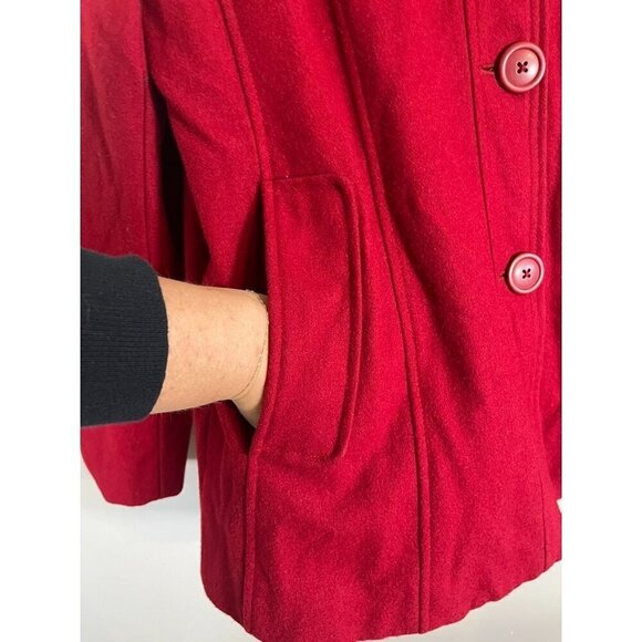 White Stag Jacket Women L Red Wool Peacoat Festive Christmas Retro Western 80s - Picture 6 of 13
